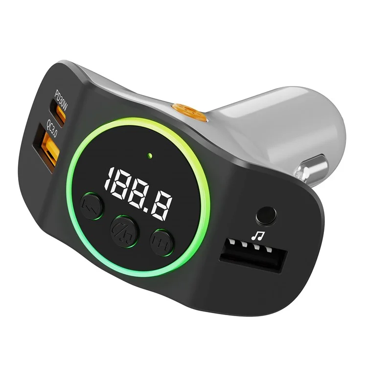 Caricabatterie per auto C8 con doppia porta USB, ricevitore Bluetooth 5.3, vivavoce e porta AUX - Nero