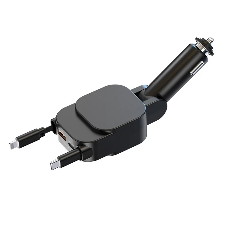 BC97 Kfz-Bluetooth-MP3-Sender 96W Schnellladegerät mit ausziehbaren Typ-C + iP-Kabeln