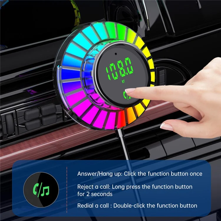 BC96 Bluetooth-compatible Receiver MP3 Player Cigarette Lighter Car Charger with Light and 1.5m Spring Wire
