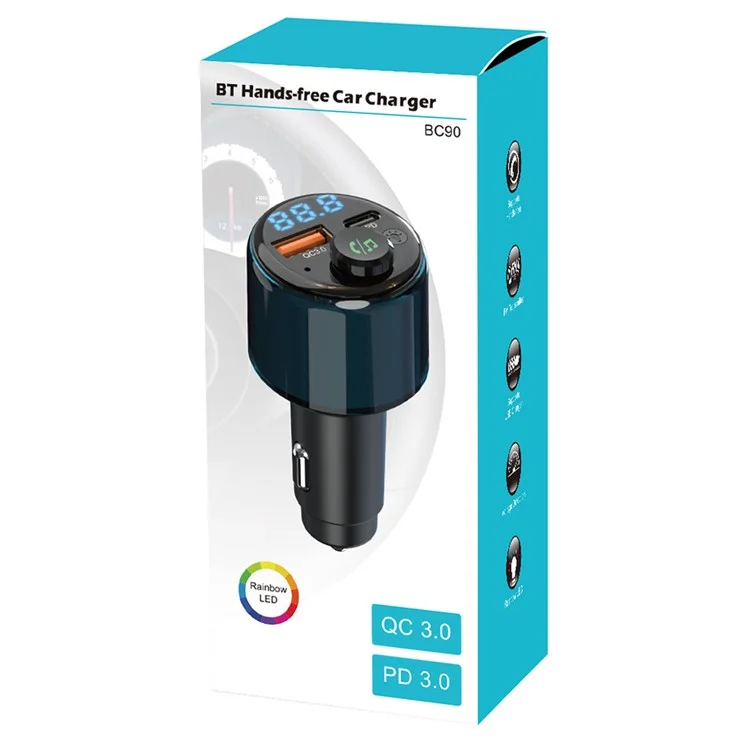 BC90 Car FM MP3 Player Bluetooth Transmitter PD 30W + QC 18W Fast Charging Charger with Ambient Light

Trasmettitore FM MP3 per auto BC90 con Bluetooth, caricatore PD da 30W + caricatore QC da 18W con ricarica rapida e luce ambiente