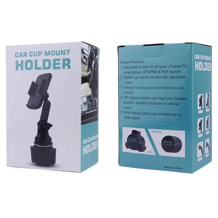 2 In 1 360 Degree Rotating Car Cup Holder Mount Phone Bracket Tablet Stand