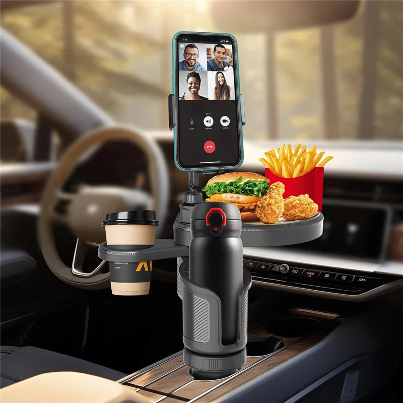 Multifunction Car Cup Holder Food Tray 360 Degree Rotation Mobile Phone Mount Bracket