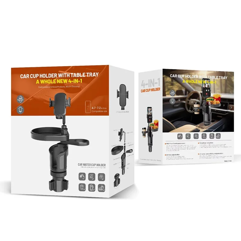 Multifunction Car Cup Holder Food Tray 360 Degree Rotation Mobile Phone Mount Bracket