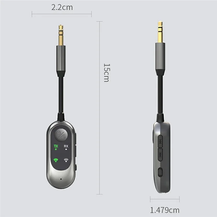 Récepteur Bluetooth 5.3 pour voiture 2 en 1 Transmetteur Stéréo de voiture Connexion sans fil Adaptateur audio