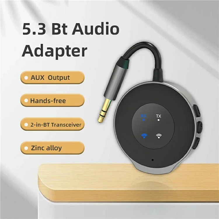 Trasmettitore ricevitore Bluetooth 5.3 per auto 2 in 1 Adattatore audio per streaming musicale wireless