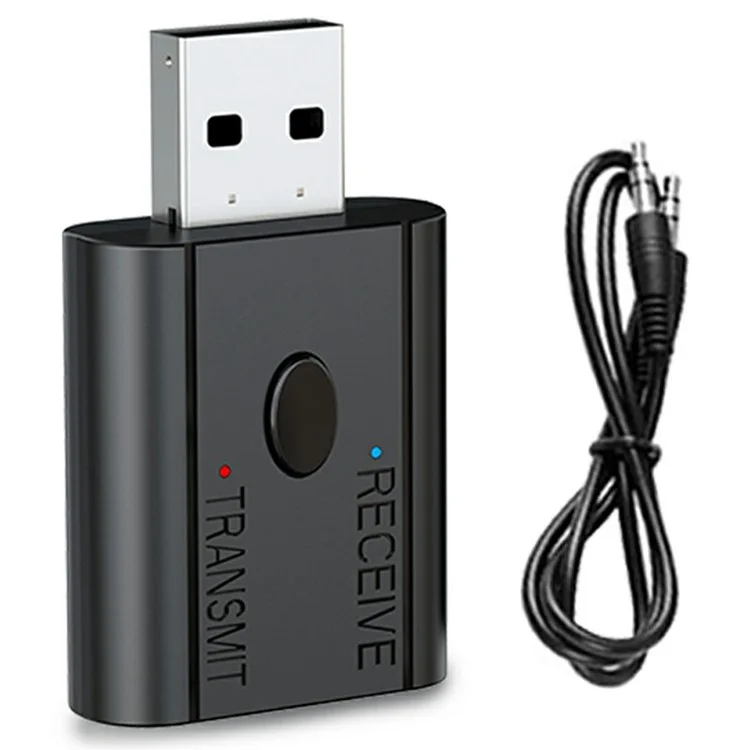 Transmisor receptor de audio para coche Bluetooth 5.3 W12 2 en 1 con adaptador AUX y conector USB