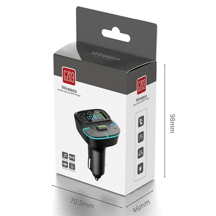 GZ03 Kfz-Bluetooth-MP3-Player FM-Transmitter mit Autoladegerät LED-Spannungsanzeige Verlustfreie Audioqualität