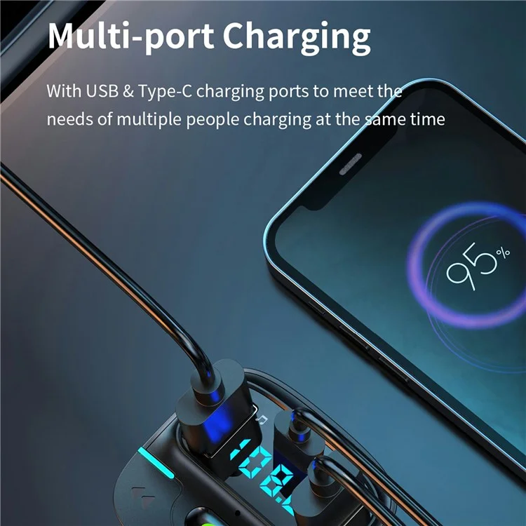 GZ03 Kfz-Bluetooth-MP3-Player FM-Transmitter mit Autoladegerät LED-Spannungsanzeige Verlustfreie Audioqualität
