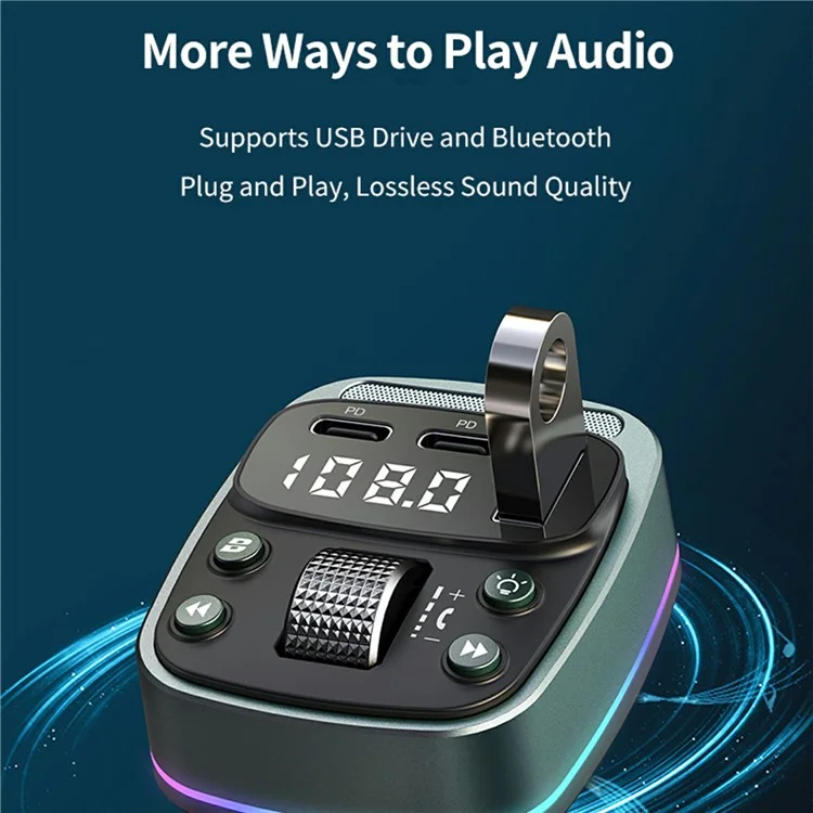 GZ08 Car BT MP3 Player with Car Charger Fast Charging Digital Display Voltage Lossless Audio Quality