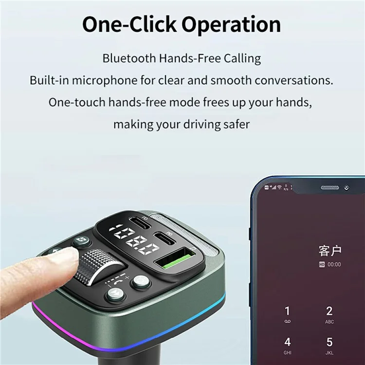 GZ08 Car BT MP3 Player with Car Charger Fast Charging Digital Display Voltage Lossless Audio Quality
