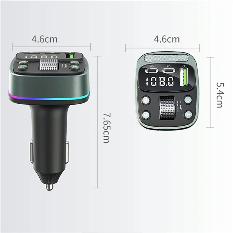 GZ08 Car BT MP3 Player with Car Charger Fast Charging Digital Display Voltage Lossless Audio Quality