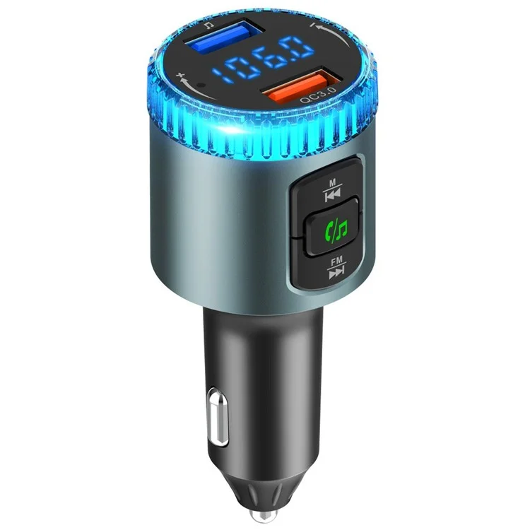 BC77 MP3 Player Ambient Light Digital Display Bluetooth-Compatible Car Charger FM Transmitter Support U-Disk