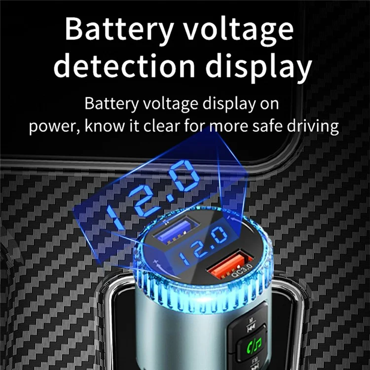 BC77 MP3 Player Ambient Light Digital Display Bluetooth-Compatible Car Charger FM Transmitter Support U-Disk