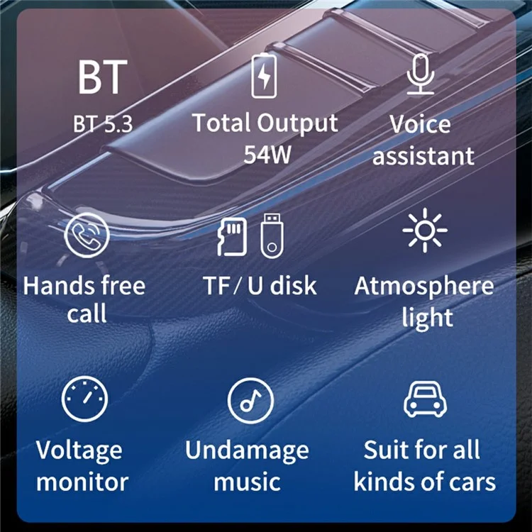 BC80 Car Charger Bluetooth-Compatible MP3 Player Hands-Free Calling Voltage Display Adapter