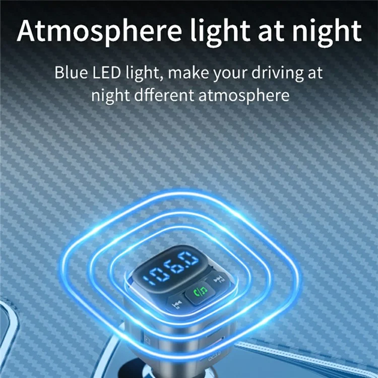 BC80 Car Charger Bluetooth-Compatible MP3 Player Hands-Free Calling Voltage Display Adapter