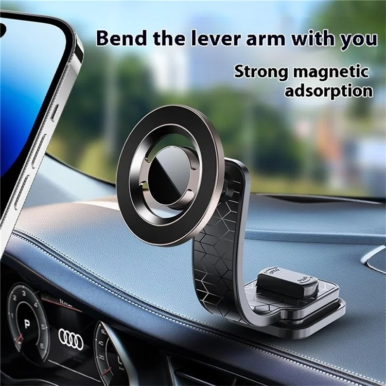 CH20 Magnetic Car Dashboard Phone Holder with 360 Degree Rotatable Base Flexible Bending Arm Cellphone Bracket