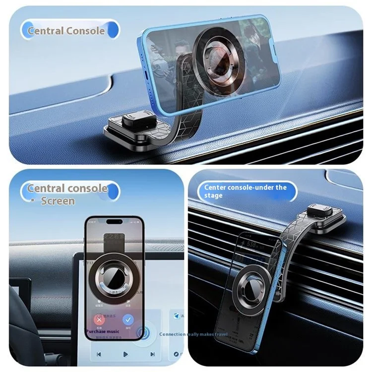 CH20 Magnetic Car Dashboard Phone Holder with 360 Degree Rotatable Base Flexible Bending Arm Cellphone Bracket