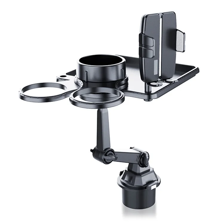 CP252 Multifunction Car Cell Phone Mount Bracket Food Tray with Dual Rotatable Cup Holder