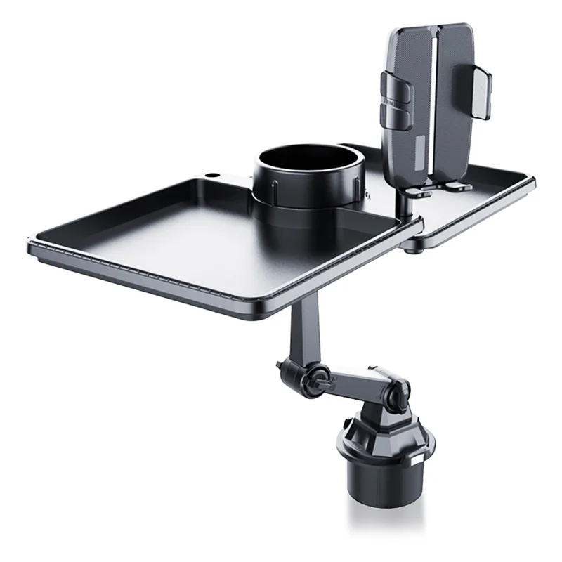 CP252A Universal Multifunction Car Cup Holder Mount Cell Phone Clamp Bracket with Dual Food Tray
