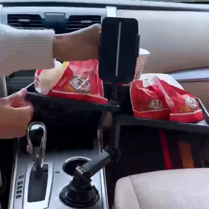 CP252A Universal Multifunction Car Cup Holder Mount Cell Phone Clamp Bracket with Dual Food Tray
