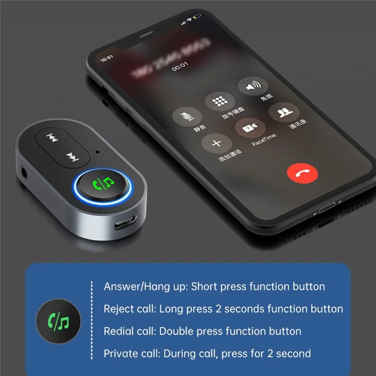 BR10 Car Bluetooth-compatible 5.0 Adapter 3.5mm Aux Audio Music Wireless Receiver Hands-free Call Adapter