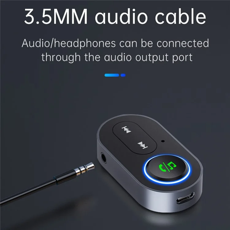 BR10 Car Bluetooth 5.0 Adaptador de 3.5 mm Aux Audio Música Receptor Inalámbrico Adaptador de Llamadas Manos Libres