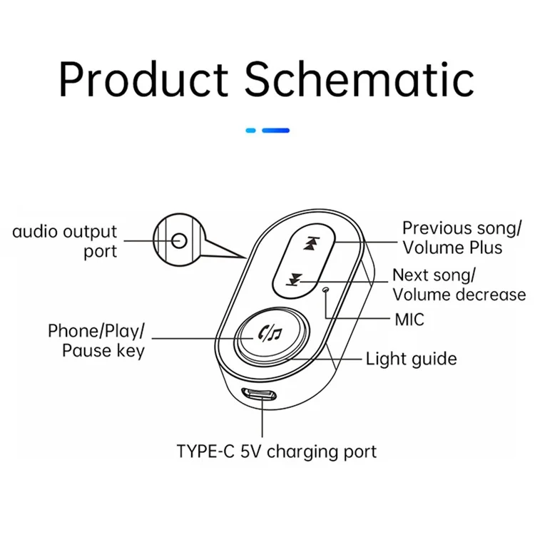 BR10 Car Bluetooth 5.0 Adaptador de 3.5 mm Aux Audio Música Receptor Inalámbrico Adaptador de Llamadas Manos Libres