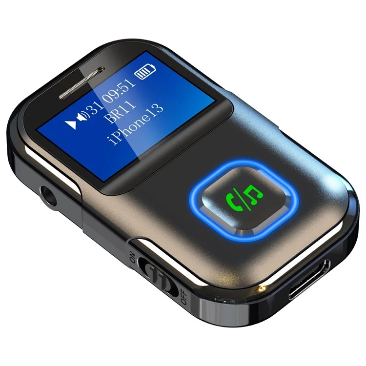 BR11 LCD Screen Car Bluetooth-compatible 5.0 Adapter 3.5mm Audio Music Wireless Receiver Transmitter Hands-free Call Adapter