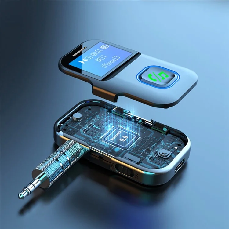 BR11 LCD Screen Car Bluetooth-compatible 5.0 Adapter 3.5mm Audio Music Wireless Receiver Transmitter Hands-free Call Adapter