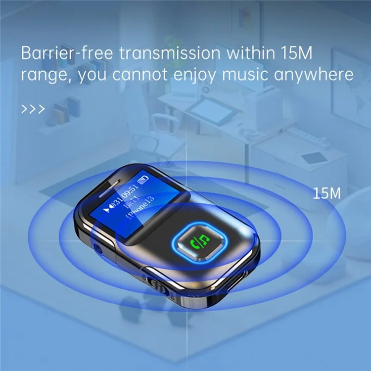 BR11 LCD Screen Car Bluetooth-compatible 5.0 Adapter 3.5mm Audio Music Wireless Receiver Transmitter Hands-free Call Adapter