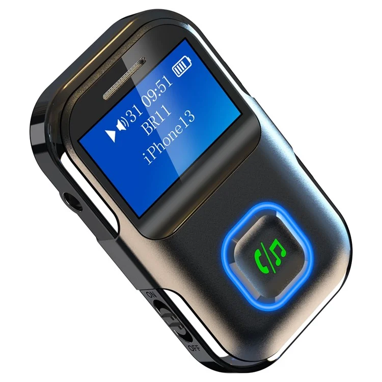 BR11 LCD Screen Car Bluetooth-compatible 5.0 Adapter 3.5mm Audio Music Wireless Receiver Transmitter Hands-free Call Adapter