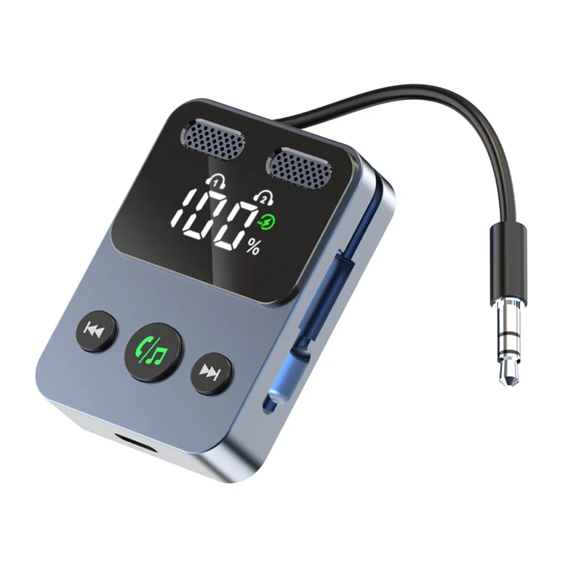 BR17 2 In 1 Digital Display Bluetooth-Compatible Receiver Transmitter Car Audio Adapter with Bass Boost