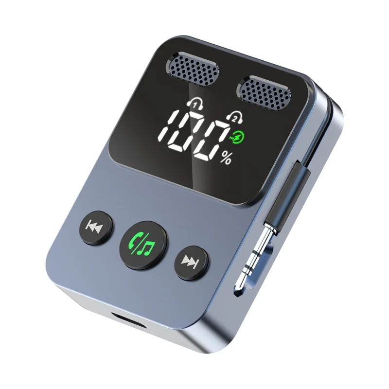 BR17 2 In 1 Digital Display Bluetooth-Compatible Receiver Transmitter Car Audio Adapter with Bass Boost