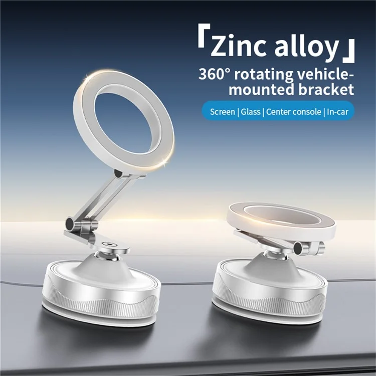 X30 360° Vacuum Magnetic Car Phone Holder Suction Cup Foldable Cell Phone Stand Mount for Auto / Car - White
