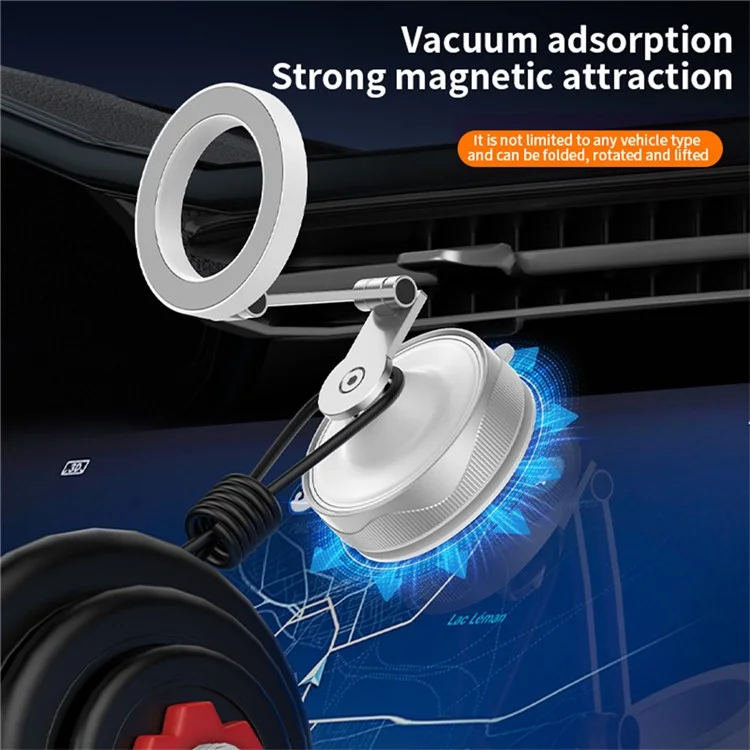 X30 360° Vacuum Magnetic Car Phone Holder Suction Cup Foldable Cell Phone Stand Mount for Auto / Car - White