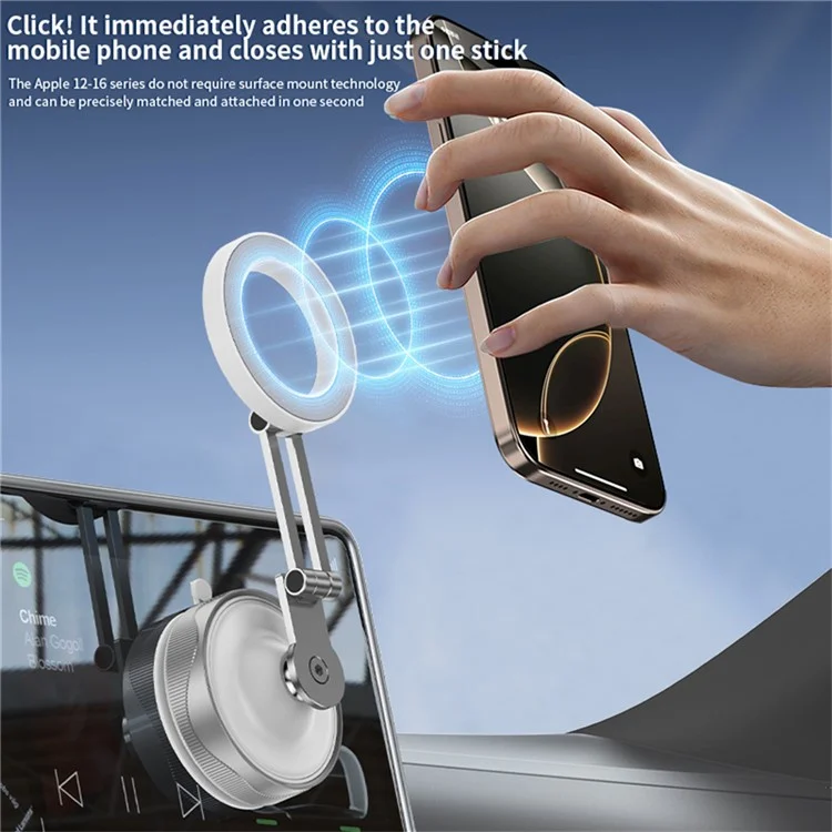 X30 360° Vacuum Magnetic Car Phone Holder Suction Cup Foldable Cell Phone Stand Mount for Auto / Car - White