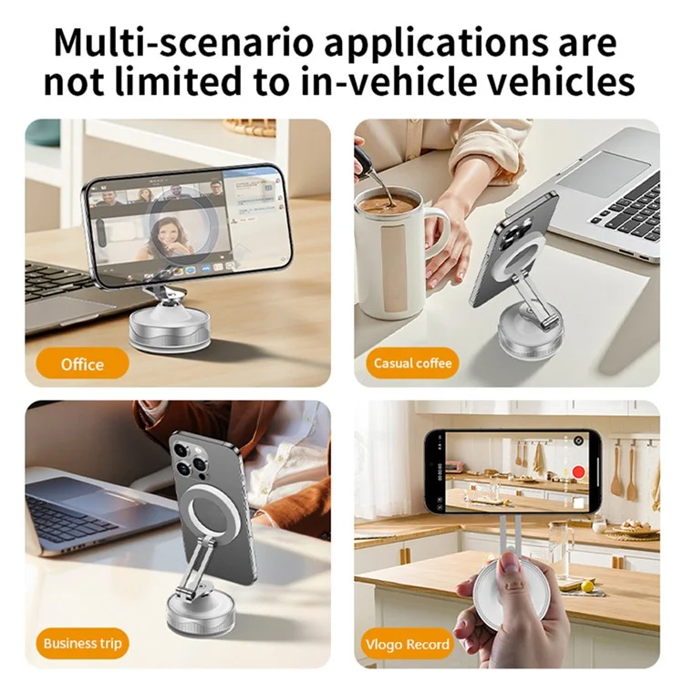 X30 360° Vacuum Magnetic Car Phone Holder Suction Cup Foldable Cell Phone Stand Mount for Auto / Car - White