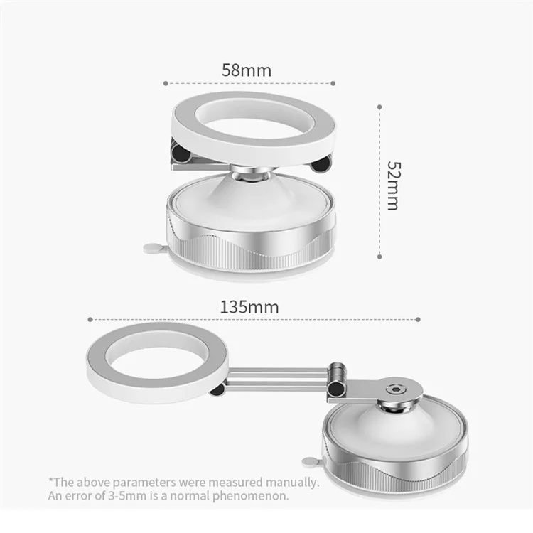 X30 360° Vacuum Magnetic Car Phone Holder Suction Cup Foldable Cell Phone Stand Mount for Auto / Car - White