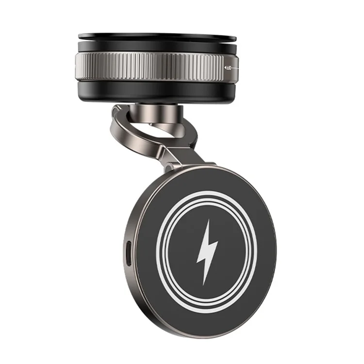 D1W Magnetic Car Phone Holder Wireless Charger 360° Foldable Vacuum Suction Phone Mount Stand - Black