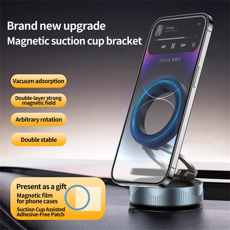 X28 360° Rotating Magnetic Car Phone Holder Vacuum Suction Phone Mount Compatible with Magsafe - Black