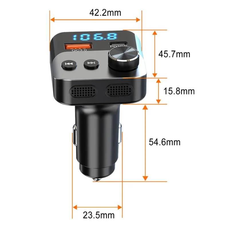 BC98 Trasmettitore FM Bluetooth 5.3 Vivavoce Lettore MP3 per Auto con Caricatore PD 36W Ricarica Rapida QC3.0