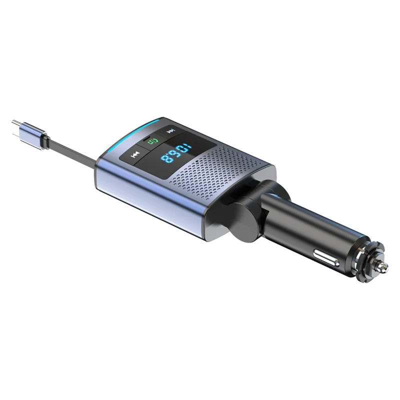 BC99 Trasmettitore FM Bluetooth Caricabatterie per Auto da 65W per Laptop e Telefono con Cavo Retrattile