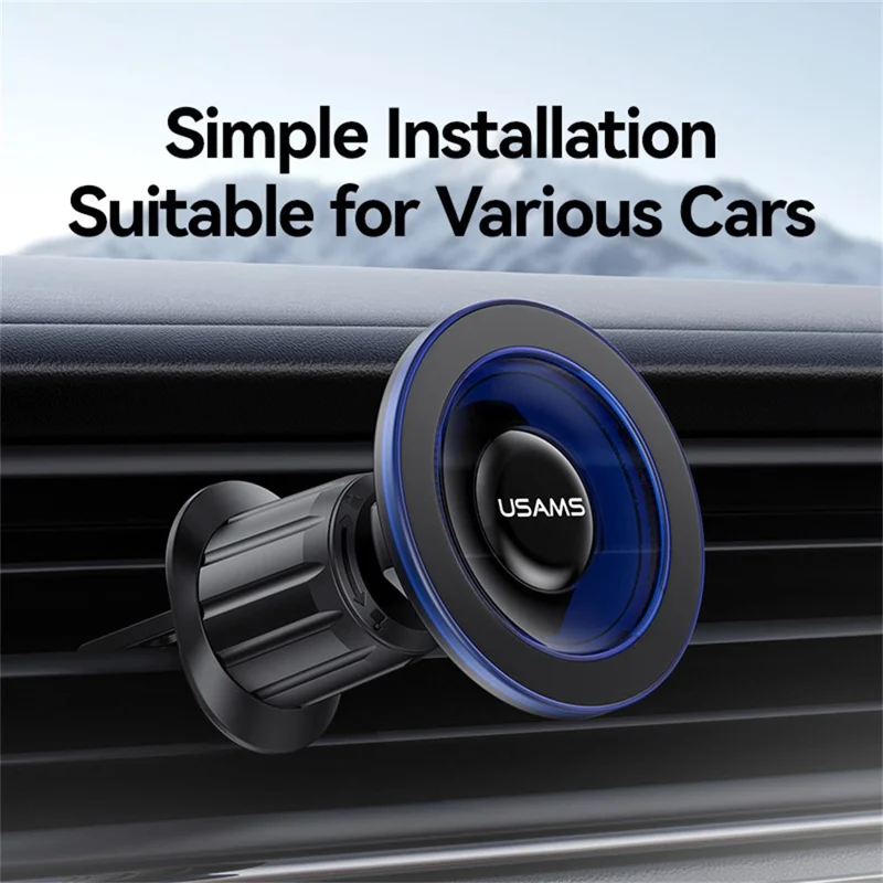 Support de téléphone magnétique USAMS ZJ081 pour voiture avec rotation à 360 degrés et aimant puissant - Bleu