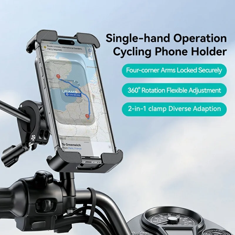 USAMS ZJ082 Bike Motorcycle Universal Phone Mount Holder Handlebar Rearview Mirror Bracket
