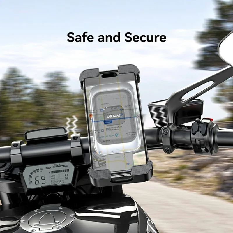 USAMS ZJ082 Bike Motorcycle Universal Phone Mount Holder Handlebar Rearview Mirror Bracket
