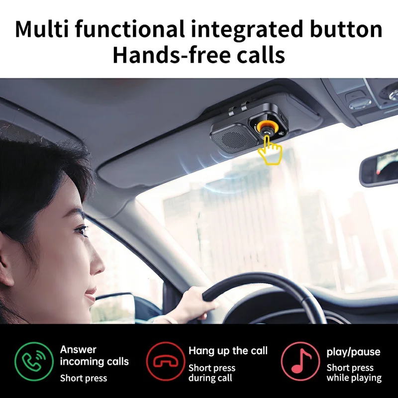 Bluetooth-compatible 5.4 Car Handsfree Speaker Intelligent Clip Music Player Auto Power On