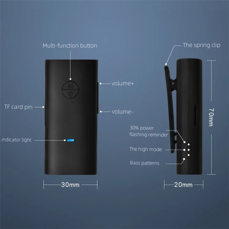 Receptor HQ-S80 Bluetooth 5.1 Con Control de Volumen de Ranura de Tarjeta TF de 3.5 mm Salida Aux Para Disfrutar de Hifi Clear Sound