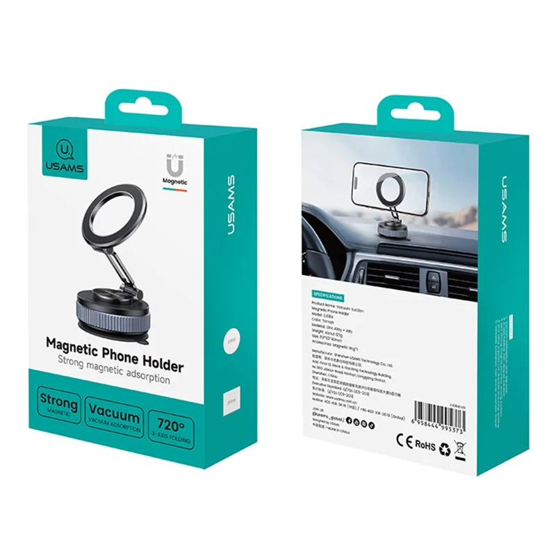 USAMS ZJ084 Vacuum Suction Cup Magnetic Phone Mount Holder 720-Degree Rotation