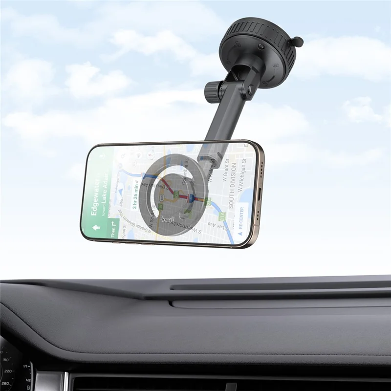 BUDI CM591B Adjustable Magnetic Phone Mount for Car 360 Degree Rotation Suction Cup Base Cellphone Holder