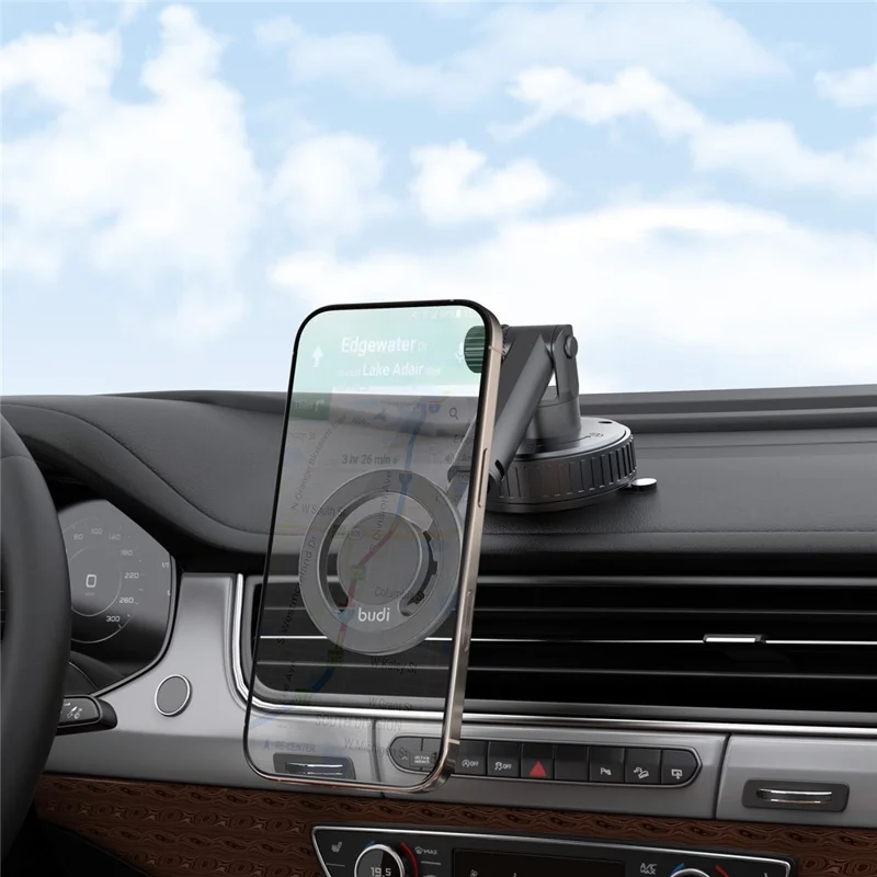 BUDI CM591B Adjustable Magnetic Phone Mount for Car 360 Degree Rotation Suction Cup Base Cellphone Holder
